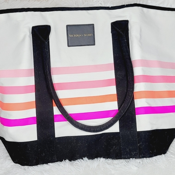 Victoria's Secret Handbags - NWOT Victoria Secret large striped tote bag